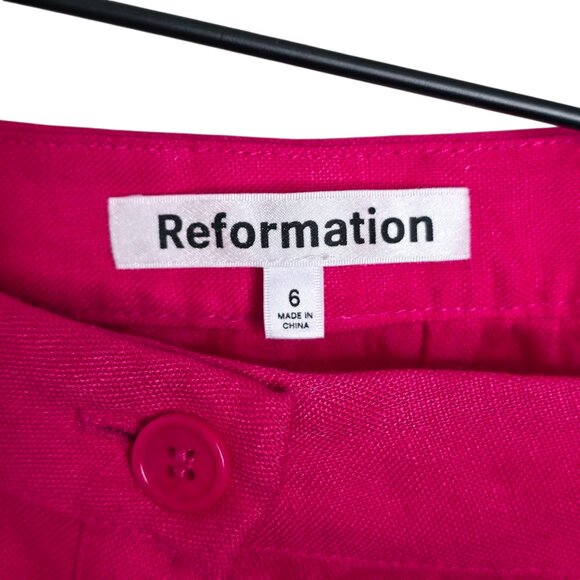 Reformation Orzo Set Corvette Pink Linen Two Piece Top Skirt Size 6 - Picture 7 of 12